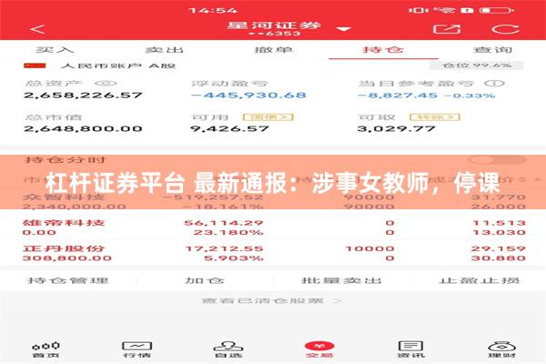 杠杆证券平台 最新通报：涉事女教师，停课