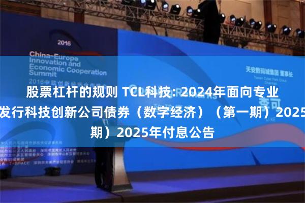 股票杠杆的规则 TCL科技: 2024年面向专业投资者公开发行科技创新公司债券（数字经济）（第一期）2025年付息公告