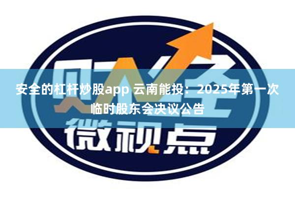 安全的杠杆炒股app 云南能投：2025年第一次临时股东会决议公告